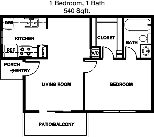 540 sq ft floorplan layout