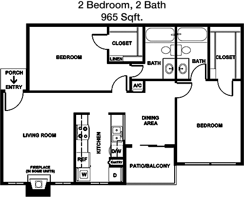 965 sq ft floorplan layout