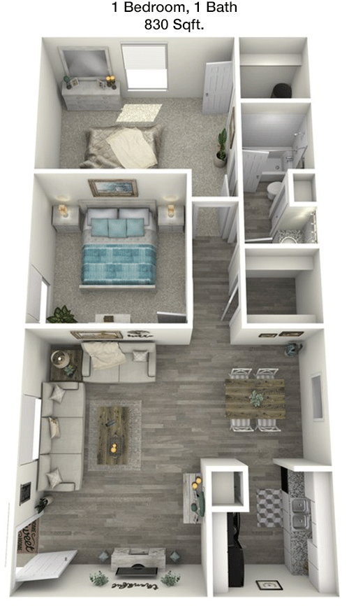 830 sq ft floorplan layout