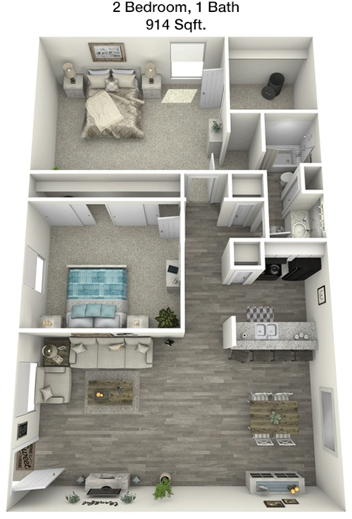 914 sq ft floorplan layout