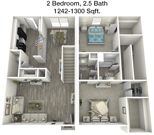 1,242 sq ft floorplan layout