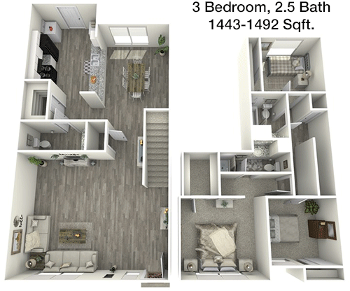 1,443 sq ft floorplan layout