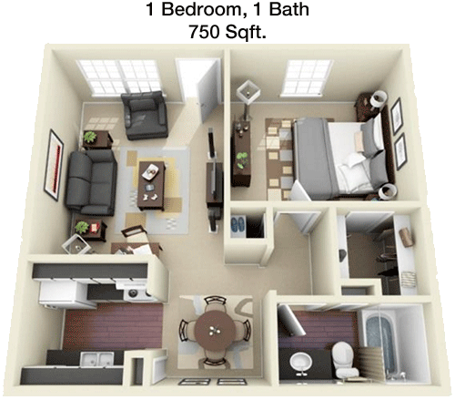 750 sq ft floorplan layout
