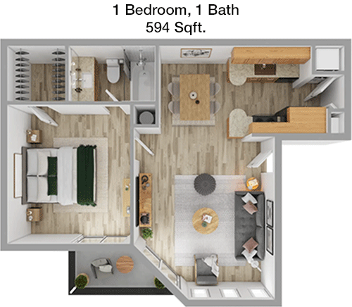 594 sq ft floorplan layout