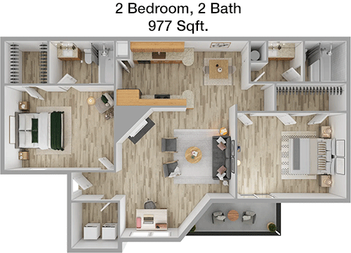 977 sq ft floorplan layout