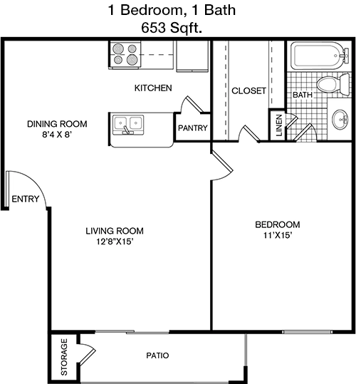 653 sq ft floorplan layout