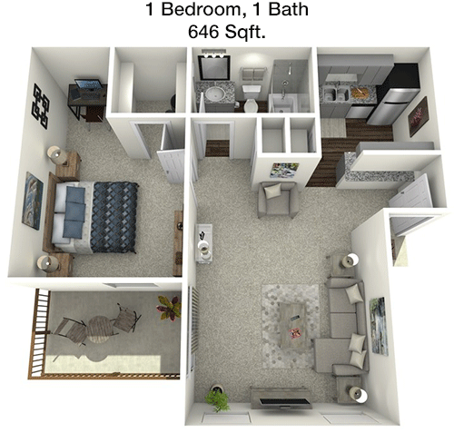 646 sq ft floorplan layout