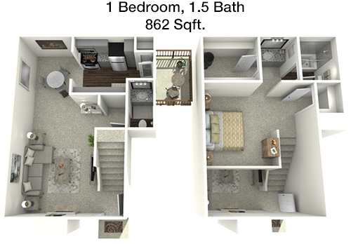 862 sq ft floorplan layout