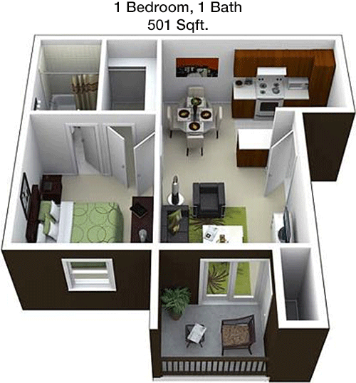 501 sq ft floorplan layout