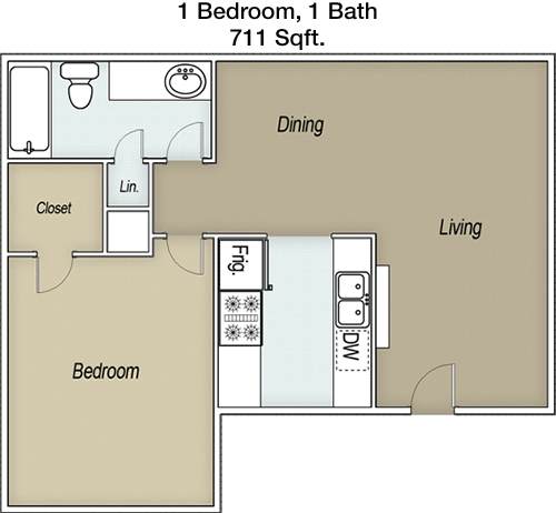 711 sq ft floorplan layout