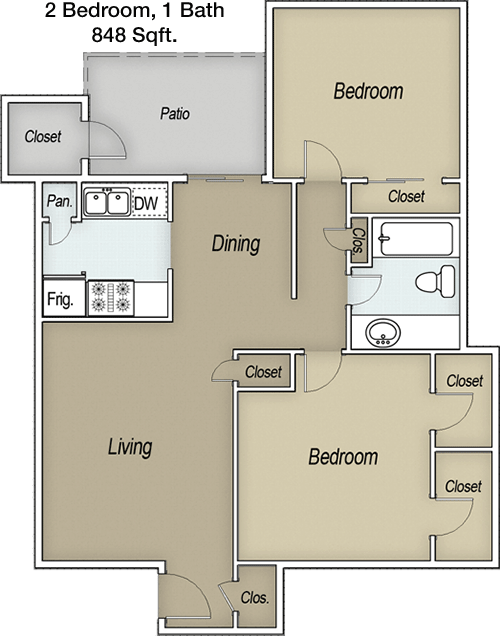 848 sq ft floorplan layout