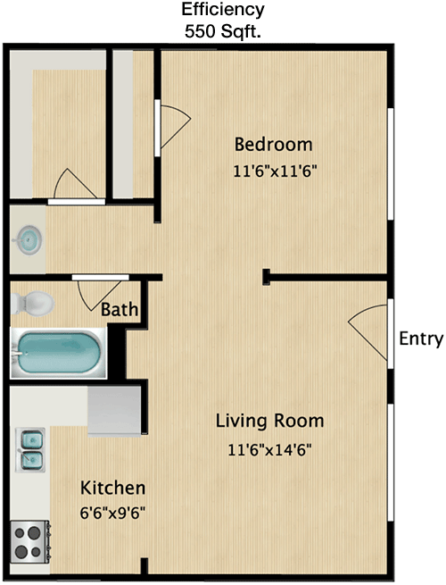 550 sq ft floorplan layout