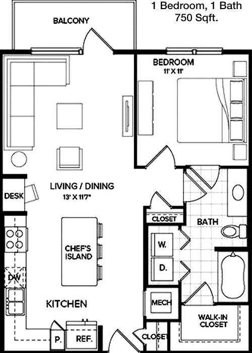 750 sq ft floorplan layout