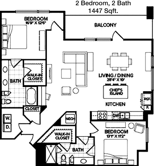 1,447 sq ft floorplan layout