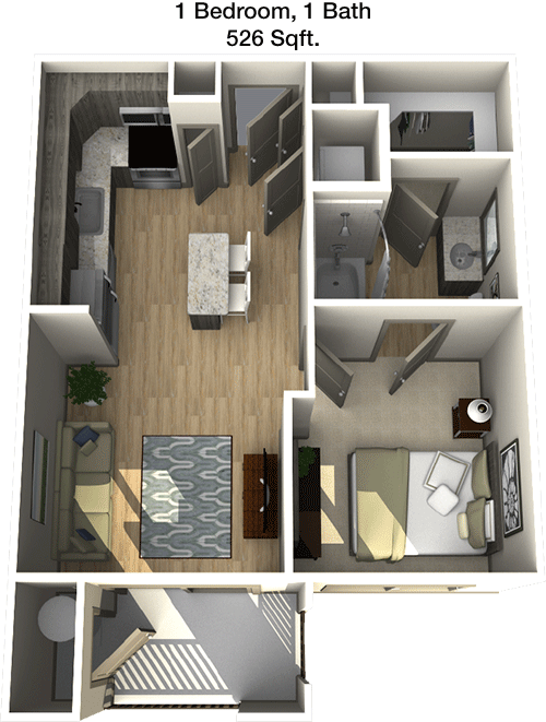 526 sq ft floorplan layout
