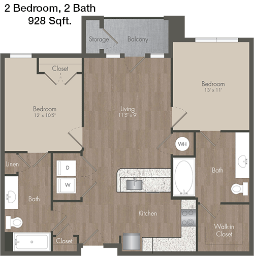 928 sq ft floorplan layout
