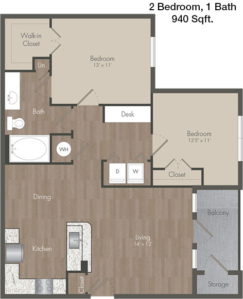 940 sq ft floorplan layout