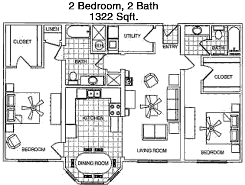 1,322 sq ft floorplan layout
