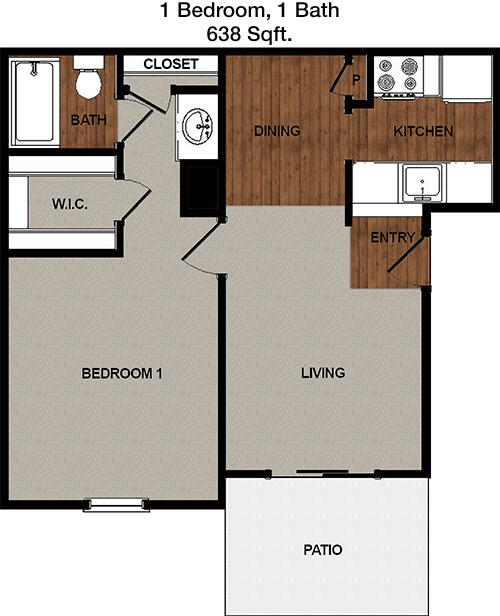 638 sq ft floorplan layout