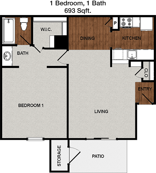 693 sq ft floorplan layout