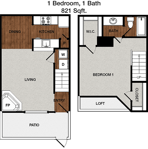 821 sq ft floorplan layout