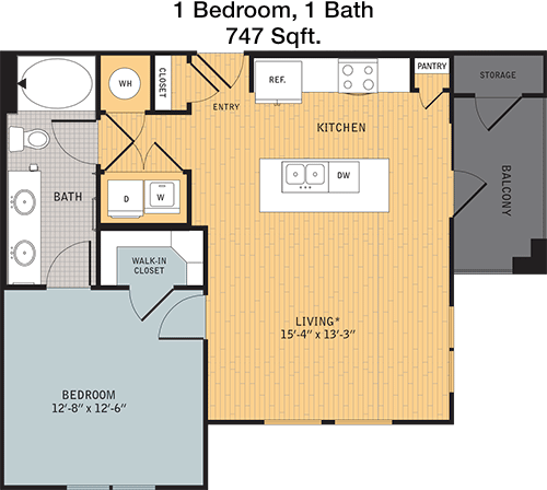 747 sq ft floorplan layout