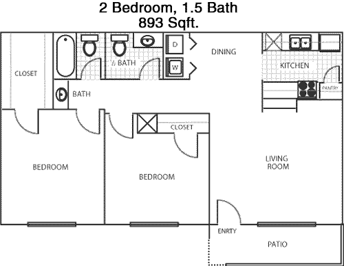 893 sq ft floorplan layout