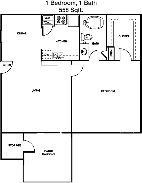 558 sq ft floorplan layout