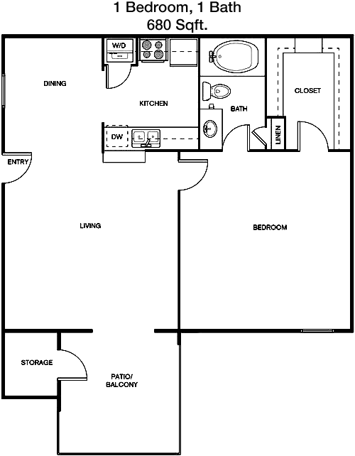 680 sq ft floorplan layout
