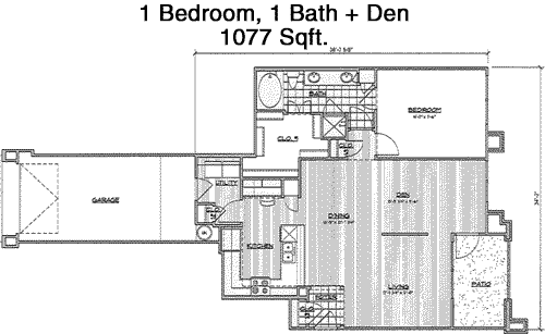 1,077 sq ft floorplan layout