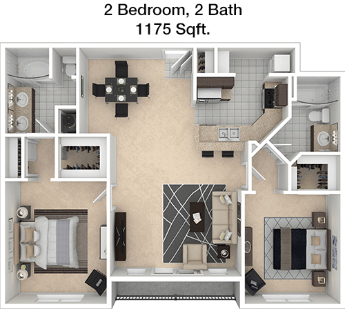 1,175 sq ft floorplan layout