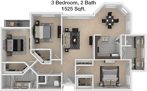 1,525 sq ft floorplan layout