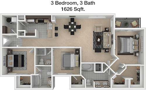 1,626 sq ft floorplan layout