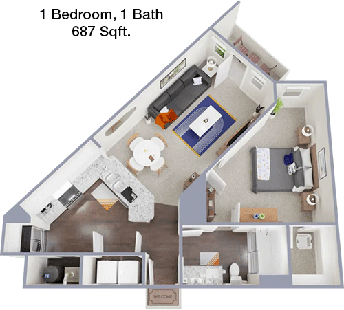 687 sq ft floorplan layout