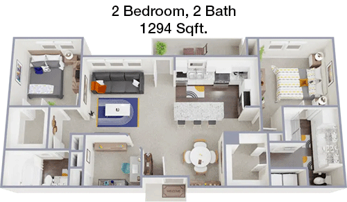 1,294 sq ft floorplan layout