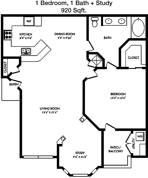 920 sq ft floorplan layout