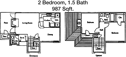 987 sq ft floorplan layout