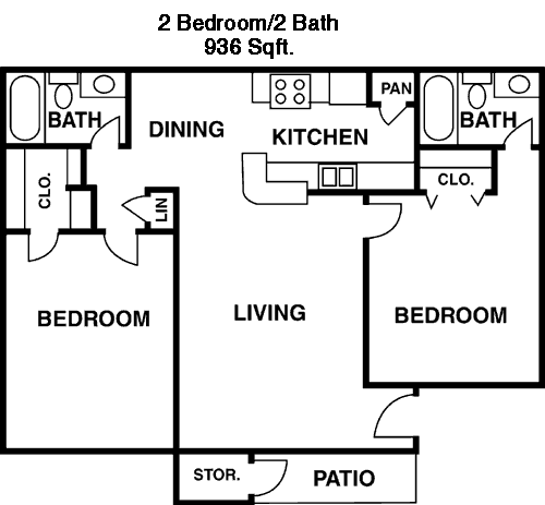 936 sq ft floorplan layout