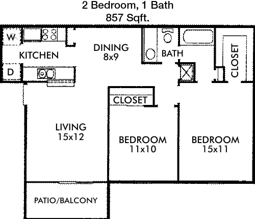 857 sq ft floorplan layout