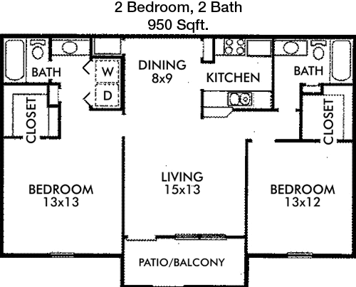 950 sq ft floorplan layout