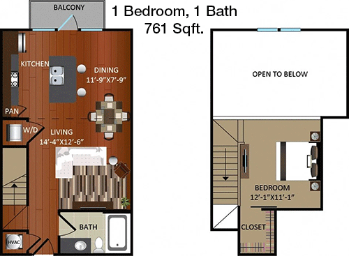 761 sq ft floorplan layout