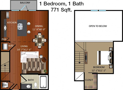771 sq ft floorplan layout