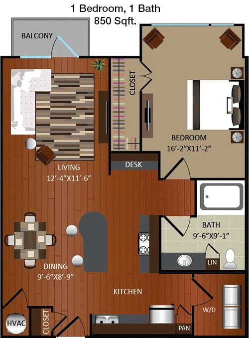 850 sq ft floorplan layout