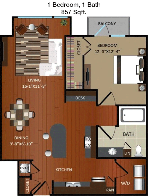 857 sq ft floorplan layout