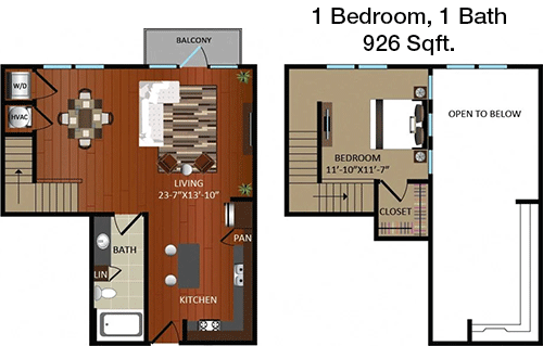 926 sq ft floorplan layout