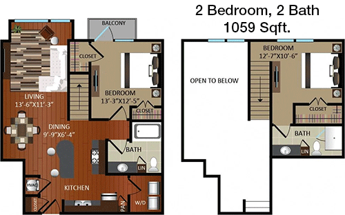 1,059 sq ft floorplan layout