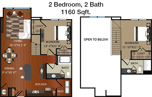 1,160 sq ft floorplan layout