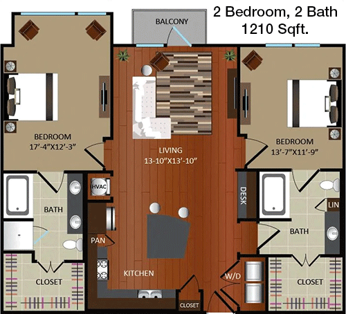 1,210 sq ft floorplan layout
