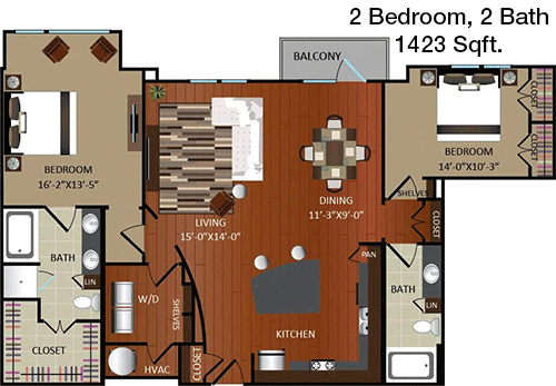 1,423 sq ft floorplan layout