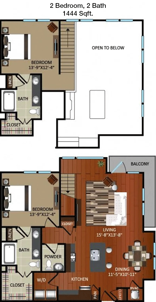 1,444 sq ft floorplan layout